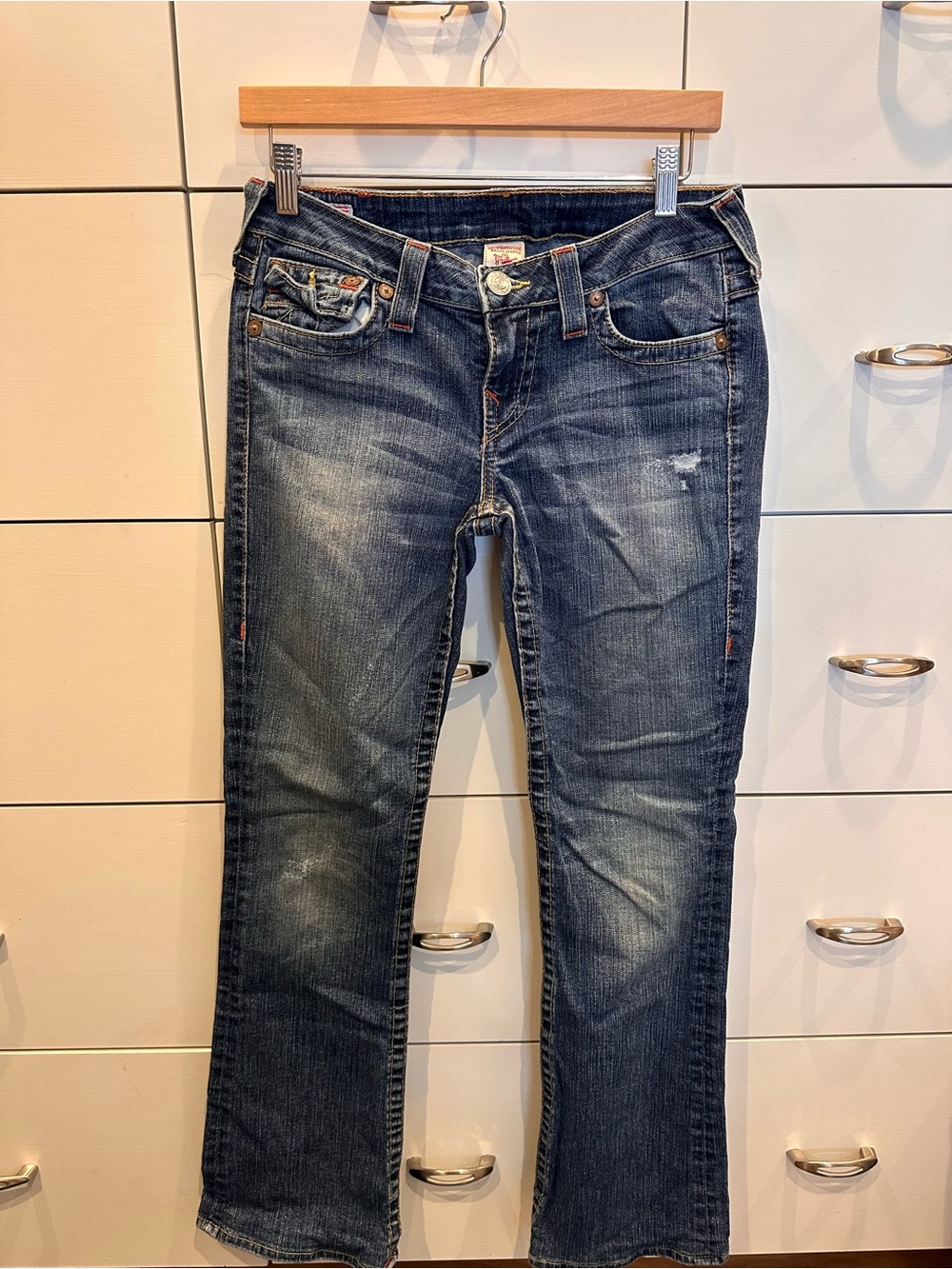 Women's Boot Cut Jeans in Washed Dark Blue